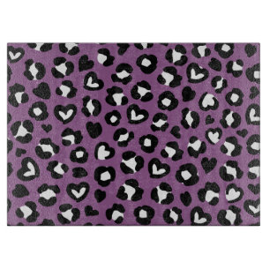 Animal Print, Purple Leopard, Cheetah Spots, Heart Cutting Board