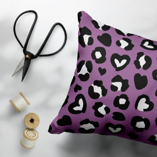 Animal Print, Purple Leopard, Cheetah Spots, Heart Decorative Cushion