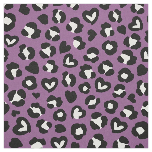 Animal Print, Purple Leopard, Cheetah Spots, Heart Fabric (Swatch)