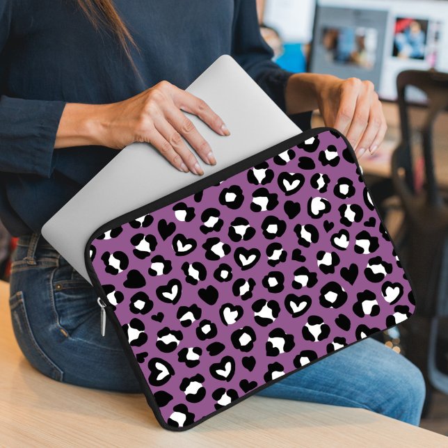 Animal Print, Purple Leopard, Cheetah Spots, Heart Laptop Sleeve (Creator Uploaded)