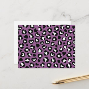 Animal Print, Purple Leopard, Cheetah Spots, Heart Postcard