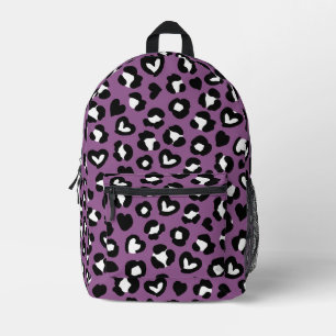 Animal Print, Purple Leopard, Cheetah Spots, Heart Printed Backpack