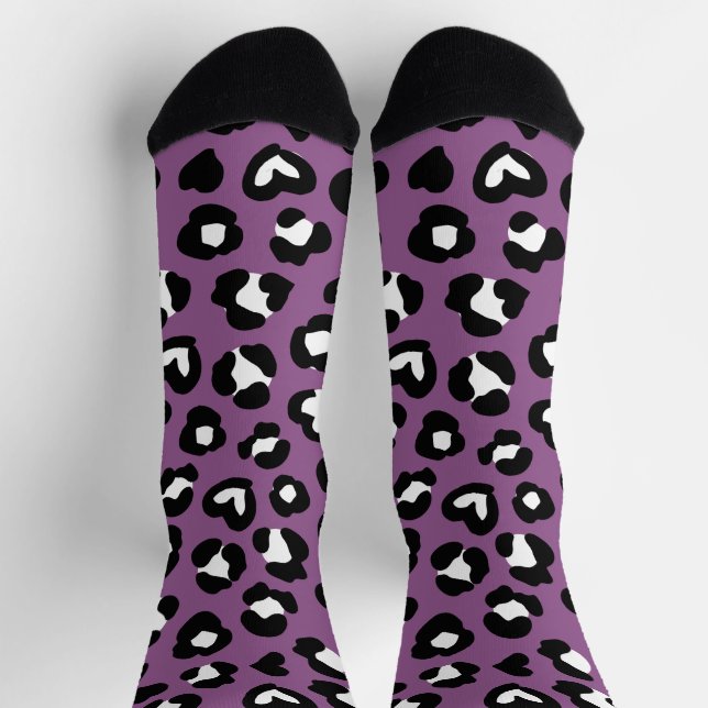 Animal Print, Purple Leopard, Cheetah Spots, Heart Socks (Top)