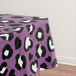 Animal Print, Purple Leopard, Cheetah Spots, Heart Tablecloth