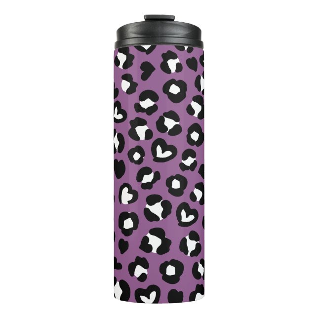 Animal Print, Purple Leopard, Cheetah Spots, Heart Thermal Tumbler (Front)