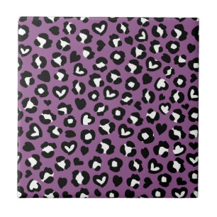 Animal Print, Purple Leopard, Cheetah Spots, Heart Tile