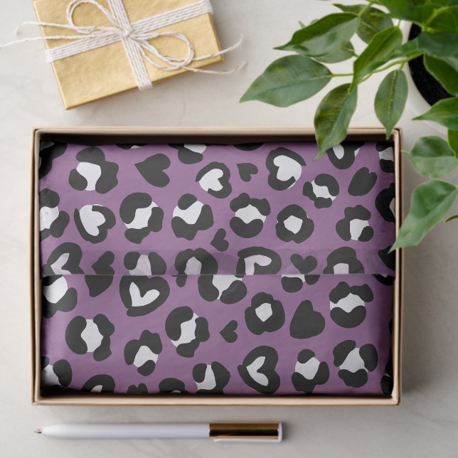 Animal Print, Purple Leopard, Cheetah Spots, Heart Tissue Paper (Gift)