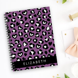 Animal Print, Purple Leopard, Hearts, Your Name Planner