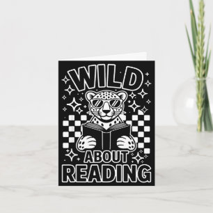 Animal print read a book character kids wild about card