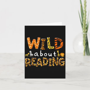 Animal print read a book character kids wild about card