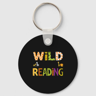 Animal print read a book character kids wild about key ring