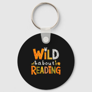 Animal print read a book character kids wild about key ring