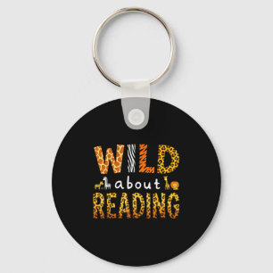 Animal print read a book character kids wild about key ring