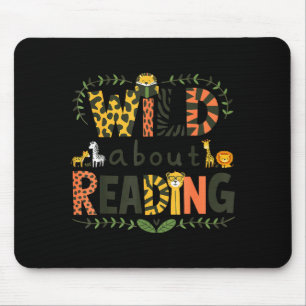 Animal print read a book character kids wild about mouse mat