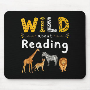 Animal print read a book character kids wild about mouse mat