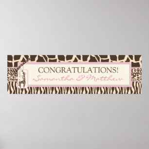 Animal Print Safari & Giraffe Baby Shower Banner
