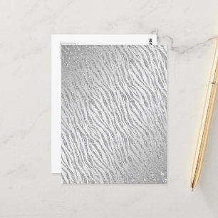 Animal Print Silver Glitter Glam Postcard