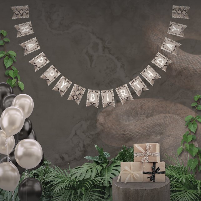 Animal Print Snake Taupe Birthday Bunting (Creator Uploaded)