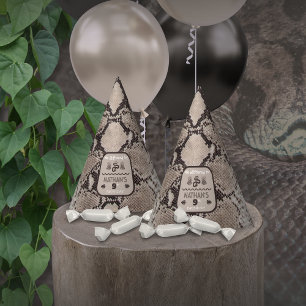 Animal Print Snake Taupe Birthday Party Hat