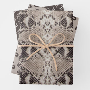 Animal Print Snake Taupe Wrapping Paper Sheet