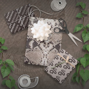 Animal Print Snake Taupe Wrapping Paper Sheet