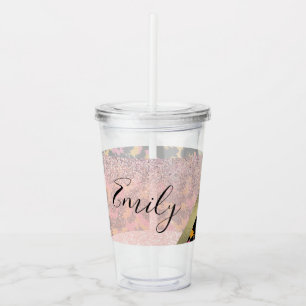 Animal Print Sparkle Monogrammed Name Acrylic Tumbler