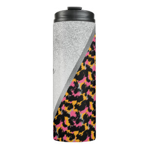 Animal Print Sparkle Monogrammed Name    Thermal T Tumbler
