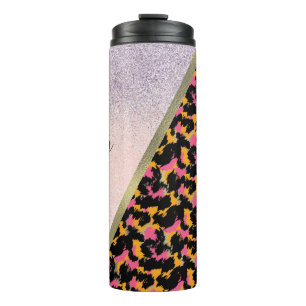 Animal Print Sparkle Monogrammed Name Thermal Tumbler
