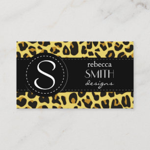 Animal Print, Spotted Leopard - Yellow Black Business Card