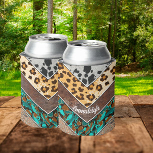 Animal Print Sublimation Mix Monogrammed Can Cooler