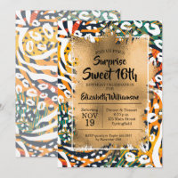 Animal Print Sweet 16th Birthday Invitations