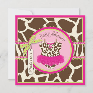 Animal Print Tutu Safari Baby Shower Invitation