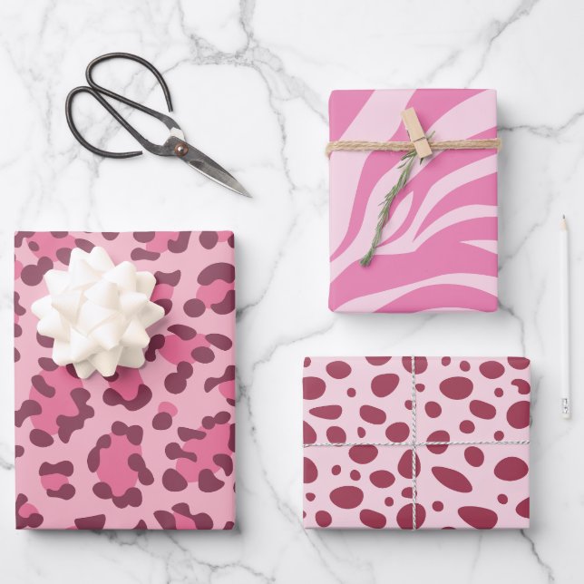 Animal Print Wild Animals Pattern Birthday Wrapping Paper Sheet (Front)