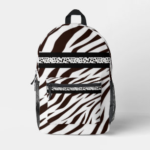 Animal print zebra black and white printed backpack