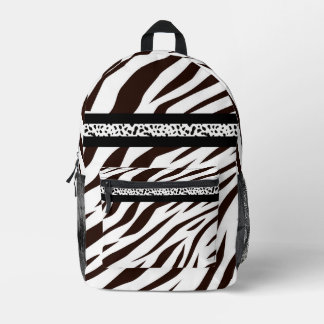 Animal print zebra black and white printed backpack
