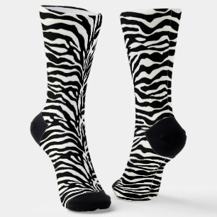 Animal Print, Zebra in Black and White Socks