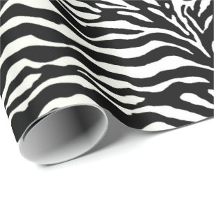 Animal Print, Zebra in Black and White Wrapping Paper