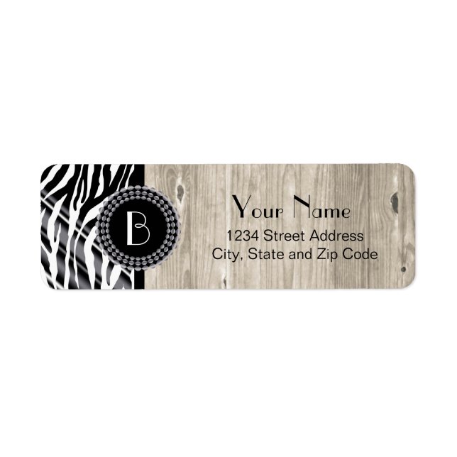 Animal Print Zebra Pattern and Monogram (Front)