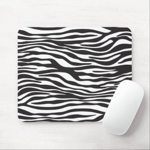 Animal Print, Zebra Stripes - Black White Mouse Mat