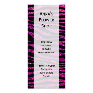 Animal Print, Zebra Stripes, Glitter - Black Pink Rack Card