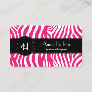 Animal Print, Zebra Stripes - Pink White Business Card