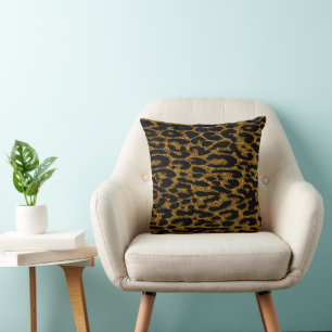 Animal printed gold abstract cushion