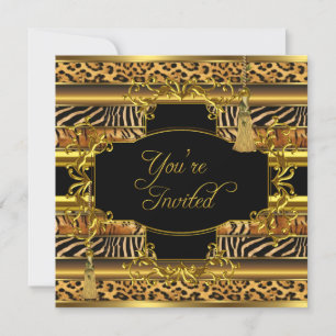 Animal Prints All Occasions Party Elegant Gold Invitation