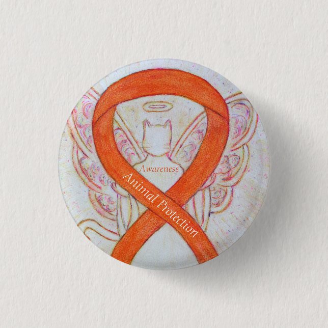 Animal Protection Orange Awareness Ribbon Pin (Front)