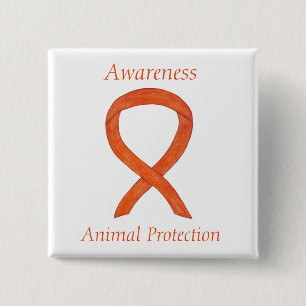 Animal Protection Orange Awareness Ribbon Pin