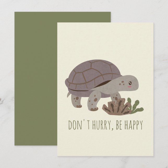 Animal Pun: Don't Hurry Be Happy Card (Front/Back)