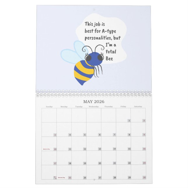Animal puns: sad worker edition calendar (May 2026)