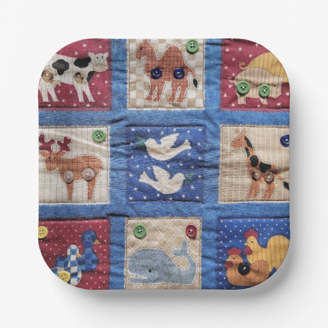 Animal Quilt Design Paper Plate (Front)