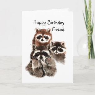 Animal Racoon Friends are Like Underwear Humour Card