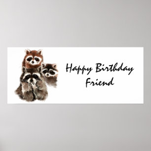 Animal Racoon Friends are Like Underwear Humour Poster